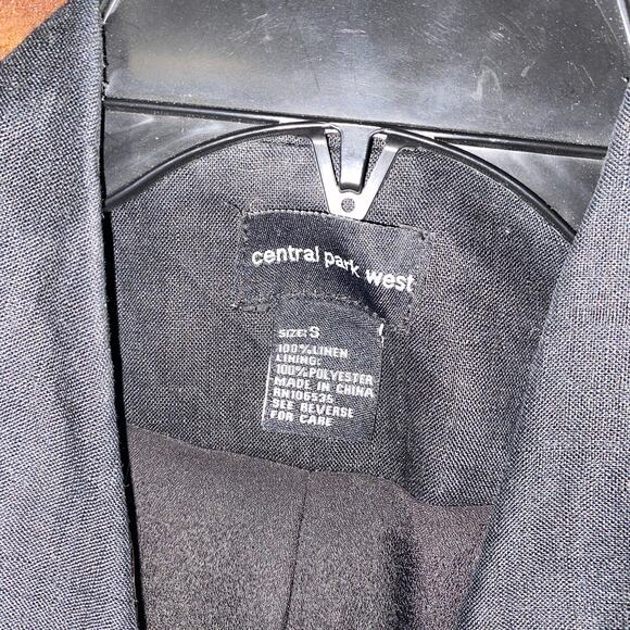 Central Park West Black Single One Button Linen Blazer Jacket Women's Size Small - Picture 4 of 5